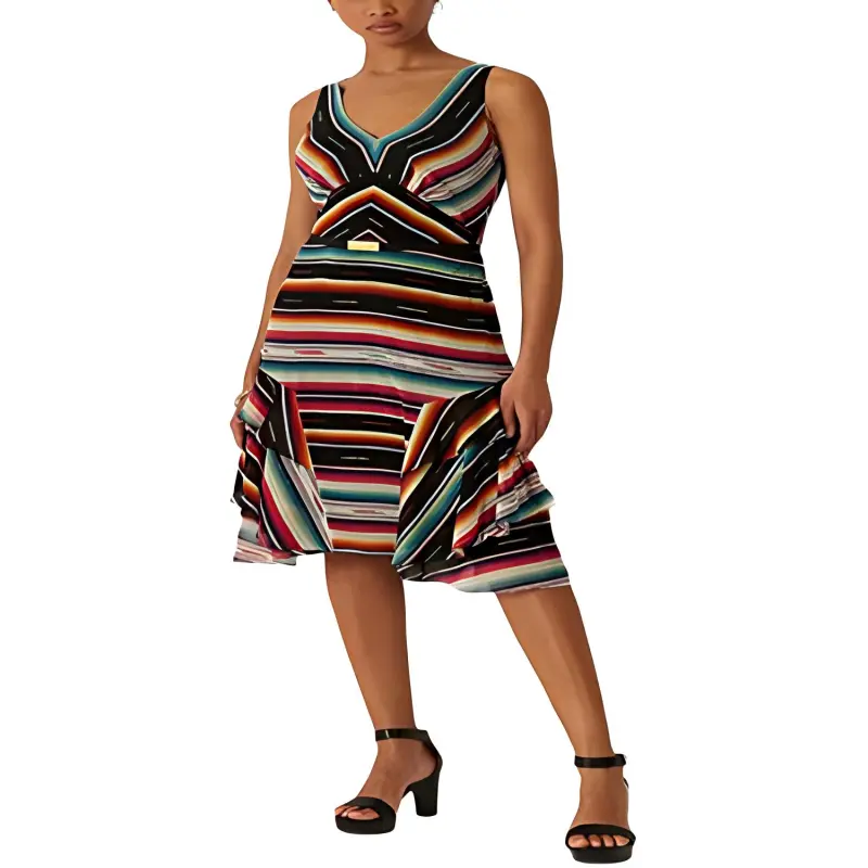 Polo Ralph Lauren Striped Crinkle Georgette Sleeveless Dress Sleeveless Dress Women's Multicolor-1