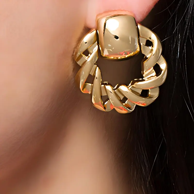 Givenchy 1980's Twisted Hoop Earrings-2