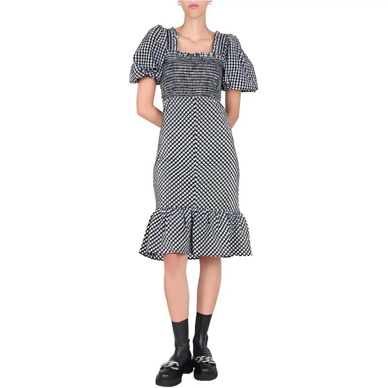 GANNI Short Sleeved Dresses Women's Black-4