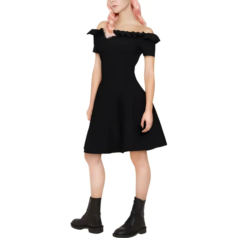 Alexander McQueen Short Sleeved Dresses Women's Black-3
