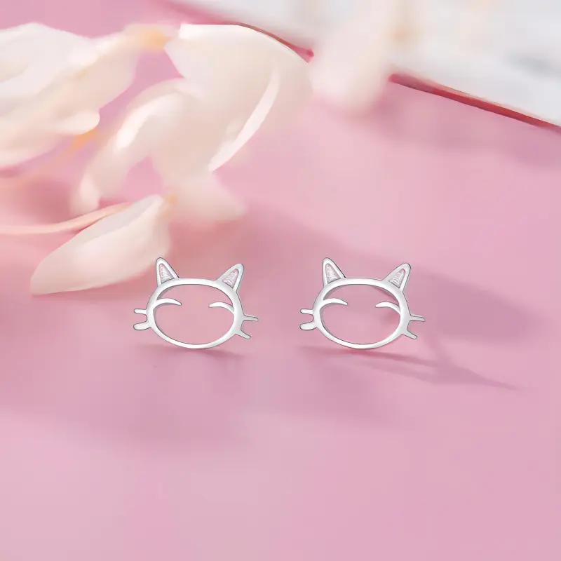 Heart Grass S925 Silver Stud Earrings Women's-1