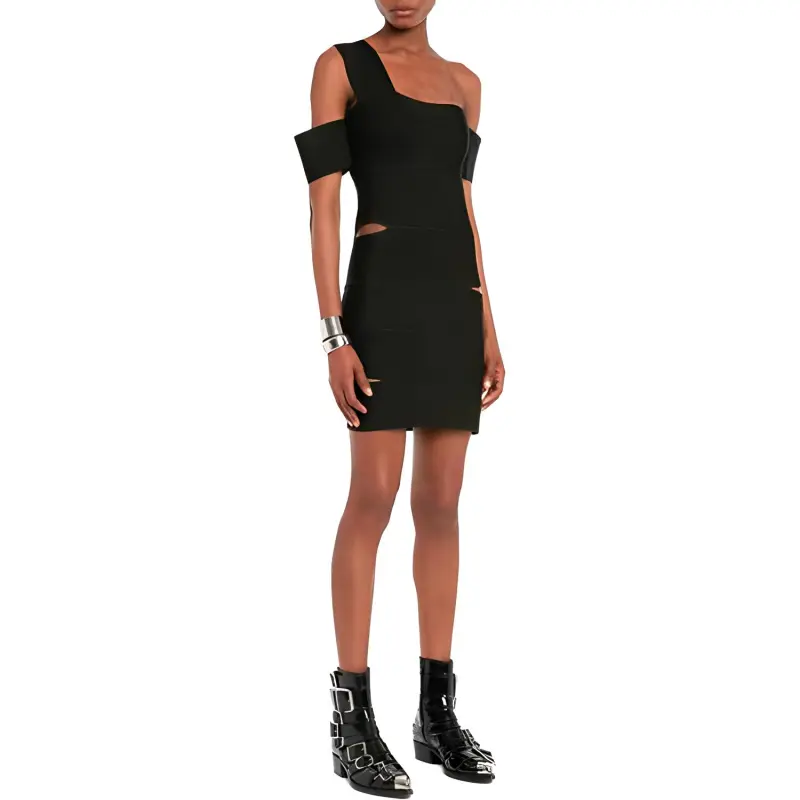 Alexander McQueen Cut Out One Shoulder Mini Dress-3