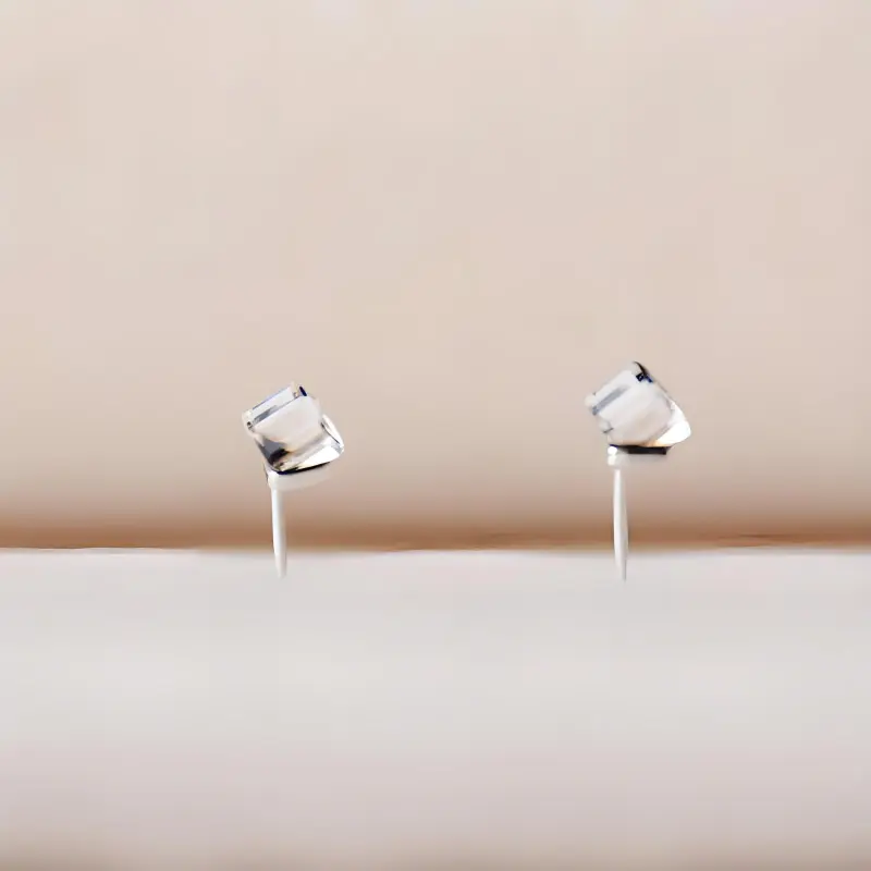 AFN 925 Sterling Silver Stud Earrings Women's Blue-4