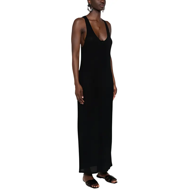 SAINT LAURENT Fine ribbed Jersey Maxi Dress-3