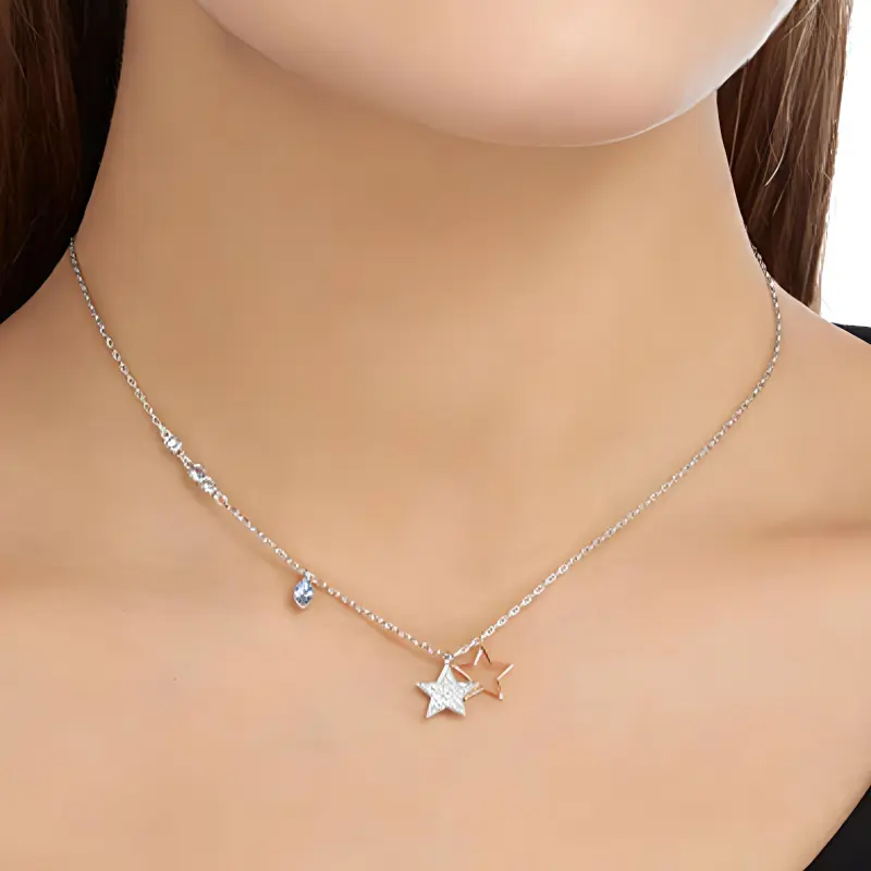 Swarovski SYMBOL Artificial Crystal Necklaces Women's Silver White-3