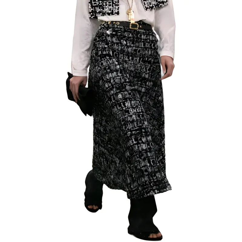 CHANEL Casual Long Skirts Women's Black-1
