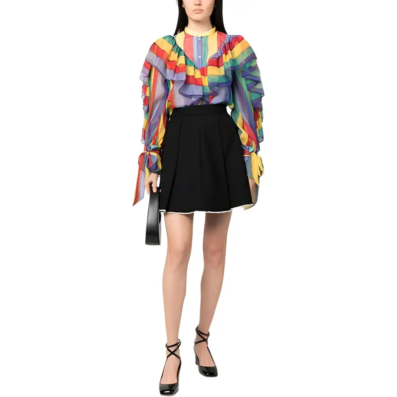 ROCHAS Stripe print Ruffled Blouse-1