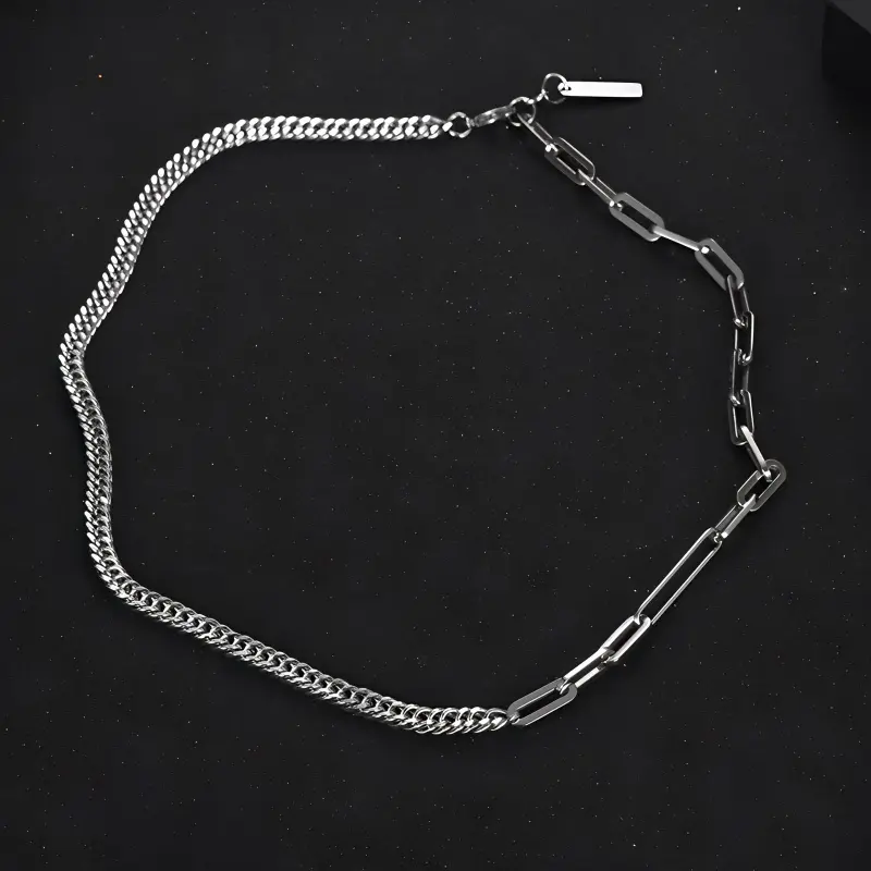 AKAK Titanium Steel Minimalist Hip Hop Style Collarbone Chain Sweater Chain Men's-2