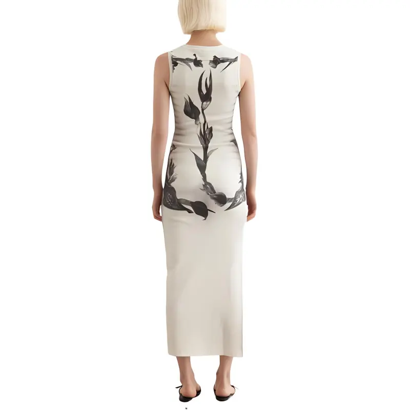 Jean Paul Gaultier Side Slit Floral Print Midi Dress-1