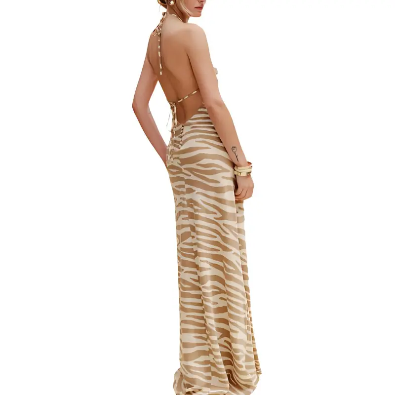 REFORMATION Jeany Silk Dress Slip Dresses Women's Zebra Print-1
