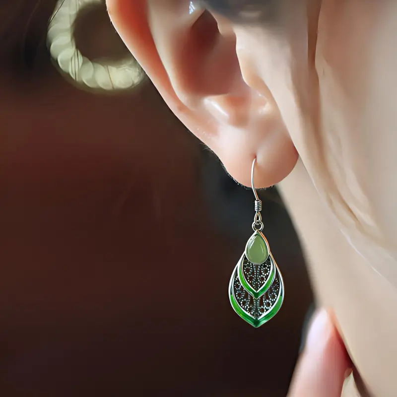 Xiaoyinjiang Hetian Jade Earrings Jasper Women's-2