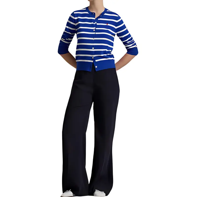 Polo Ralph Lauren Logo Embroidered Striped Knitted Cardigan-2
