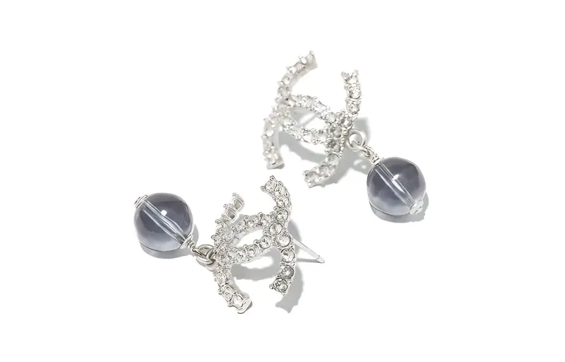 CHANEL Earrings Women's Silver Blue-1