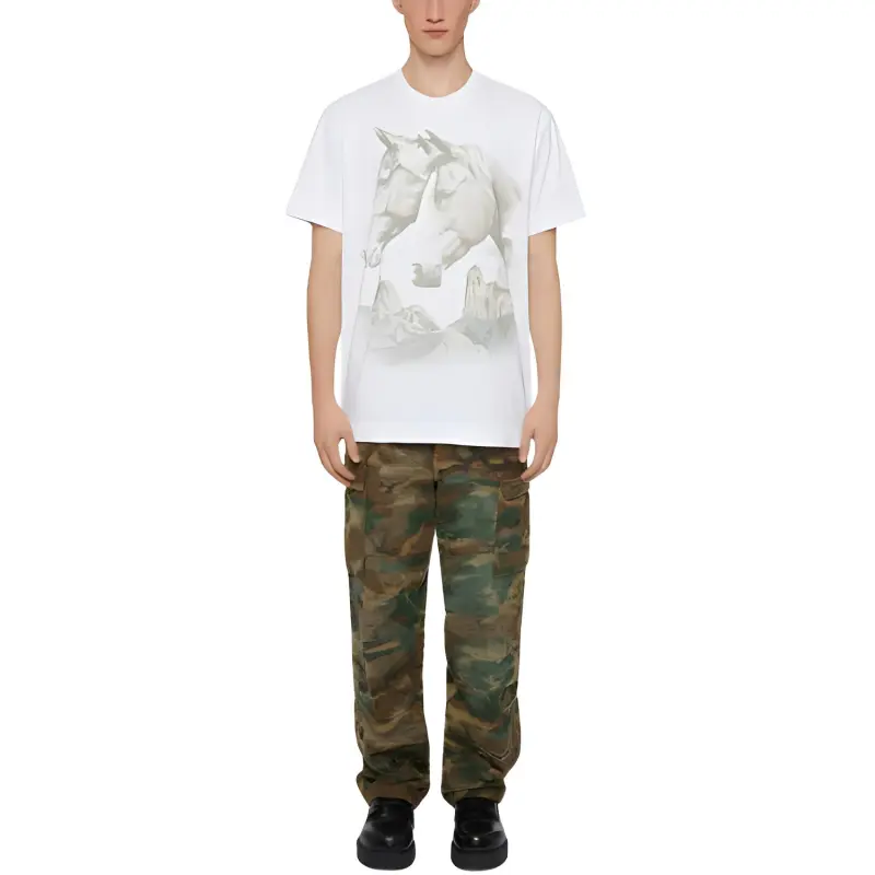Givenchy Oversized T Shirt In Cotton With Givenchy Horse Print T Shirt Men's White-3