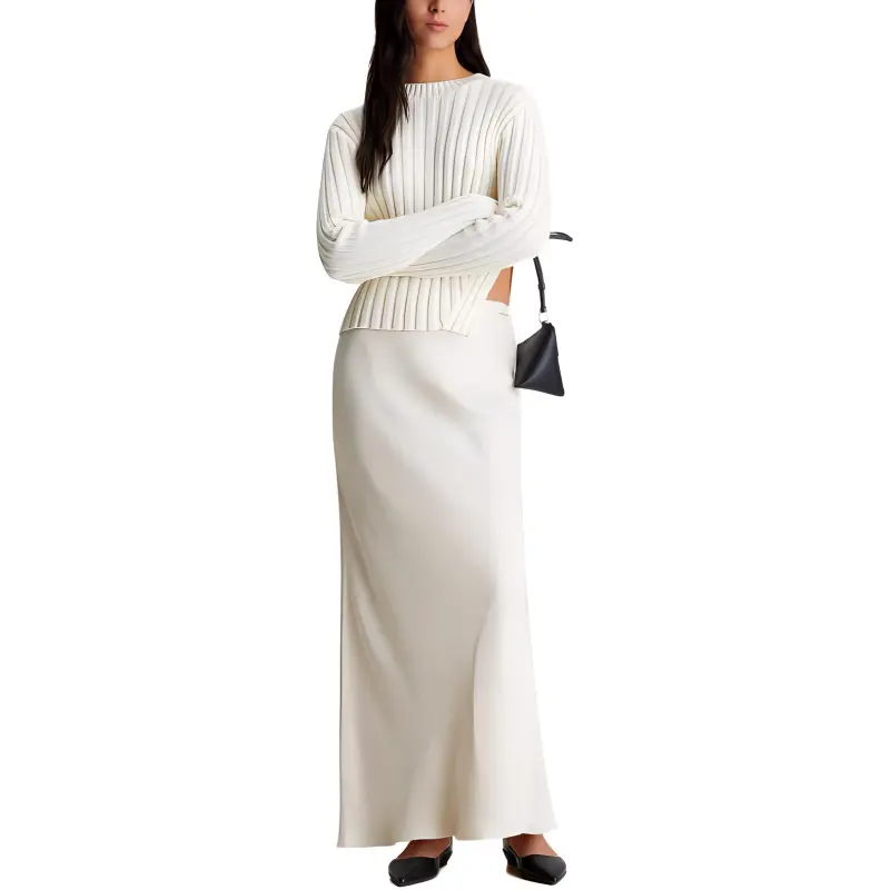 CALVIN KLEIN Casual Long Skirt Women's White-1