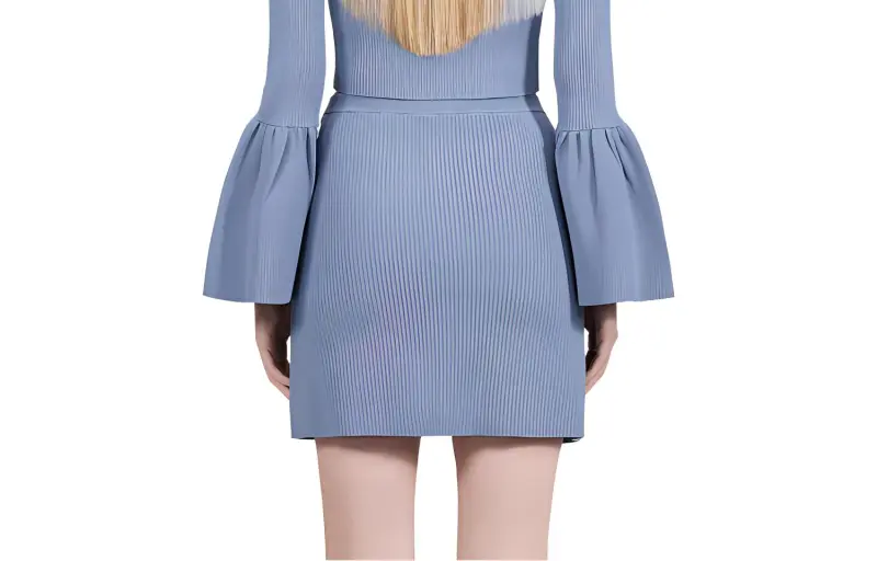 Self portrait FW22 Casual Short Skirts Women's Mist Blue-1