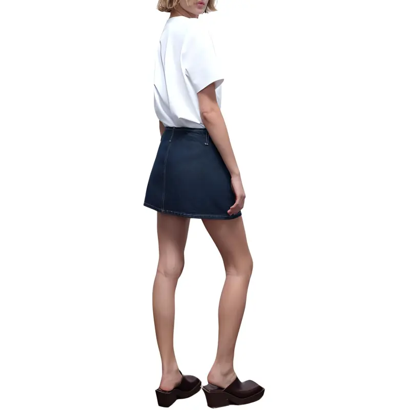 ZARA Denim Short Skirts Women's Deep Indigo Cyan-3