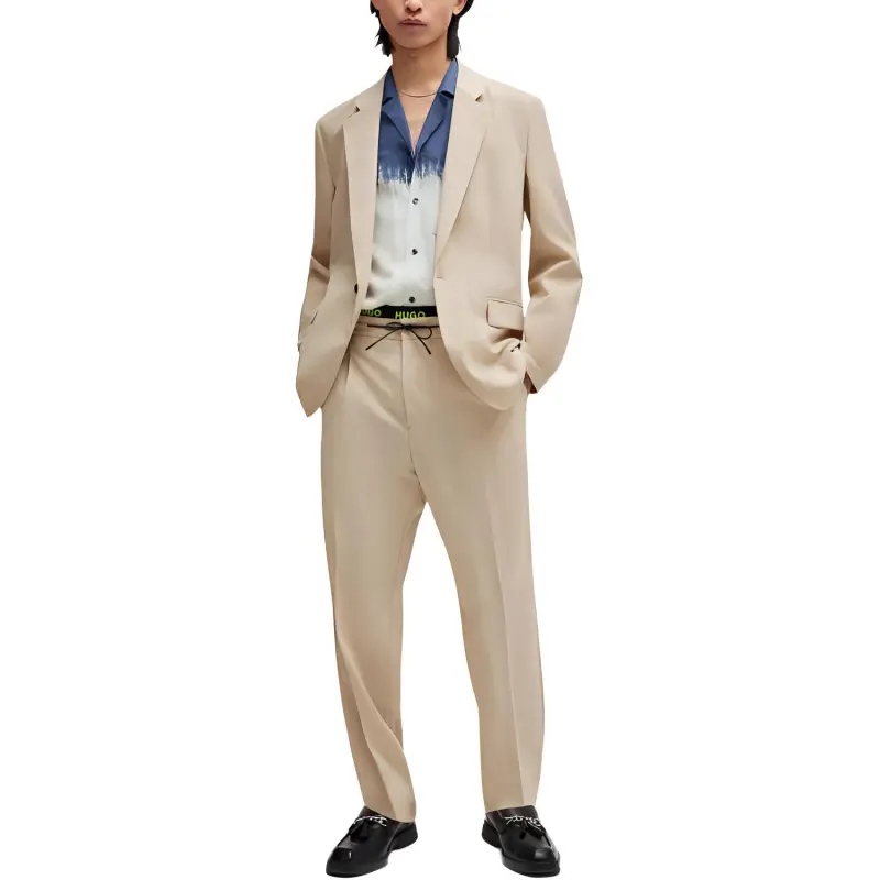 HUGO BOSS Relaxed Fit Shirt With Abstract Print Shirt Men's White Blue-1