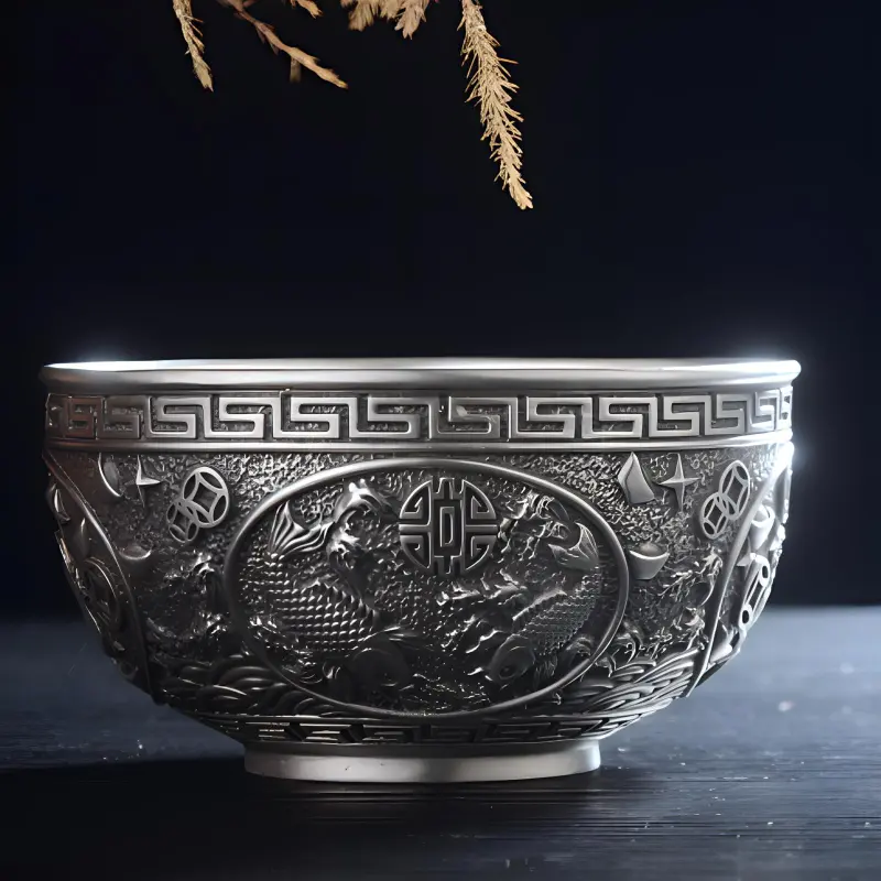 QINGFU 999 Fine Silver Bowl, Chopsticks, And Spoon Three Piece Set Unisex-5