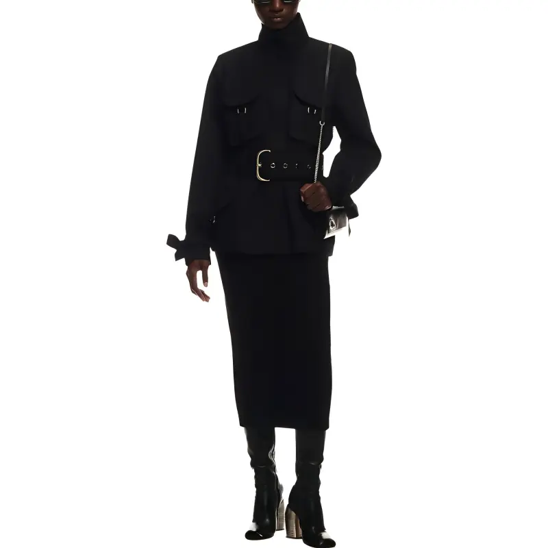 OFF WHITE Funnel Neck Belted Waist Jacket-1