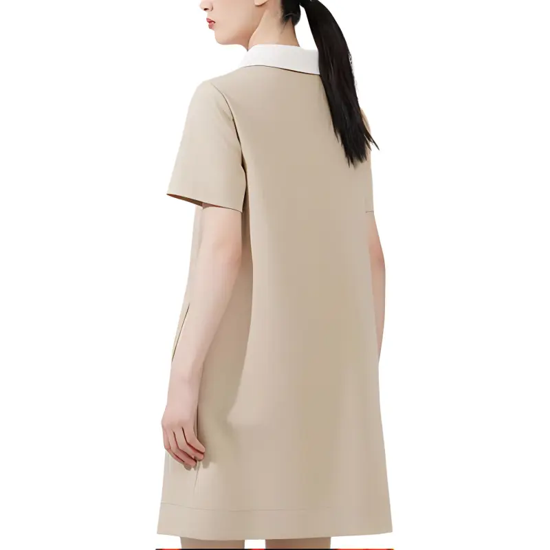 Oudifu Short Sleeved Dress Women's Camel-2