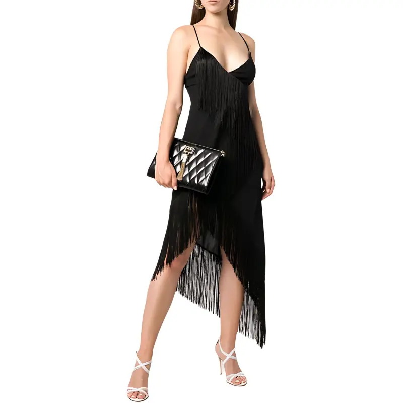 Givenchy Cascading Fringe Slip Dress-1