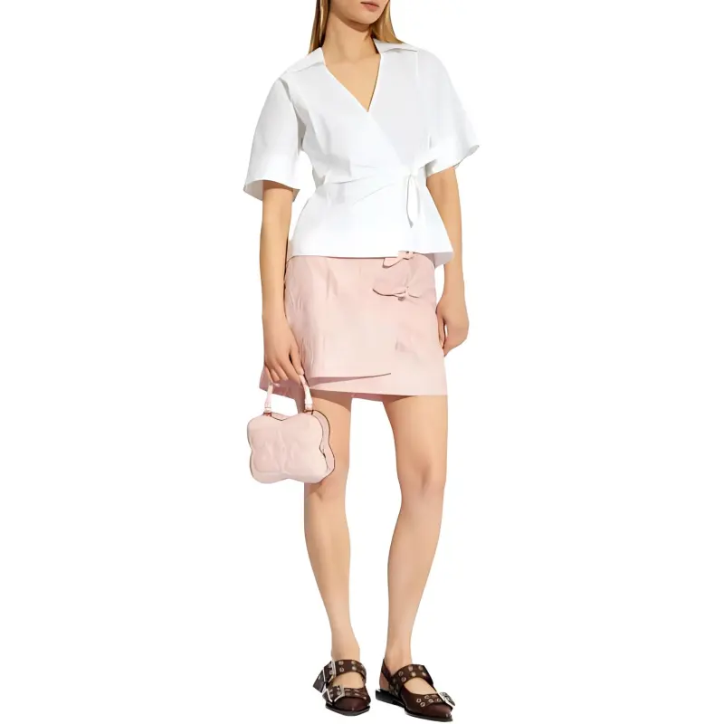 GANNI Wrapped Short Sleeved Blouse-2