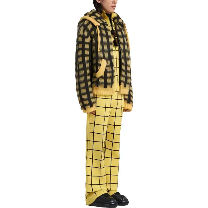 MARNI Check Fuzzy Knit Cardigan-3