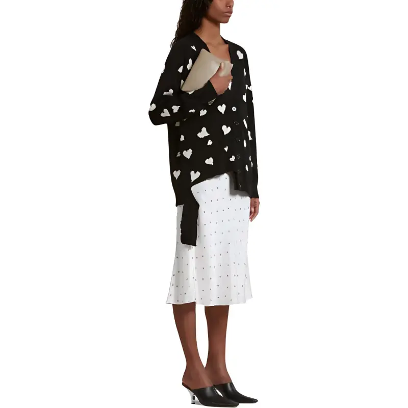 MARNI Heart Printed V Neck Button Up Cardigan-3