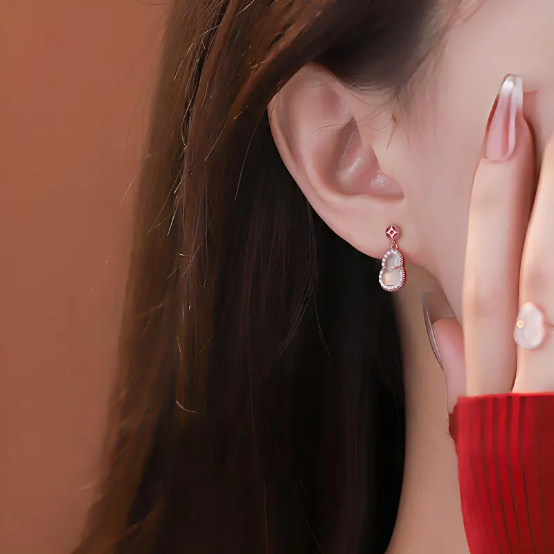 LUXLINE Natural Chalcedony Earrings Women's-1