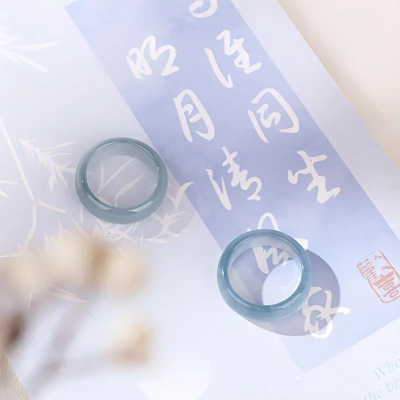 Clear Snow Ice Glutinous Rings Unisex-5