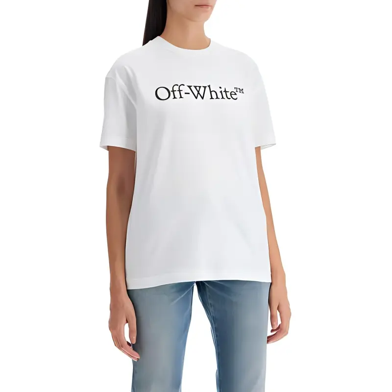 OFF WHITE Bookish Logo Printed Crewneck T Shirt-1