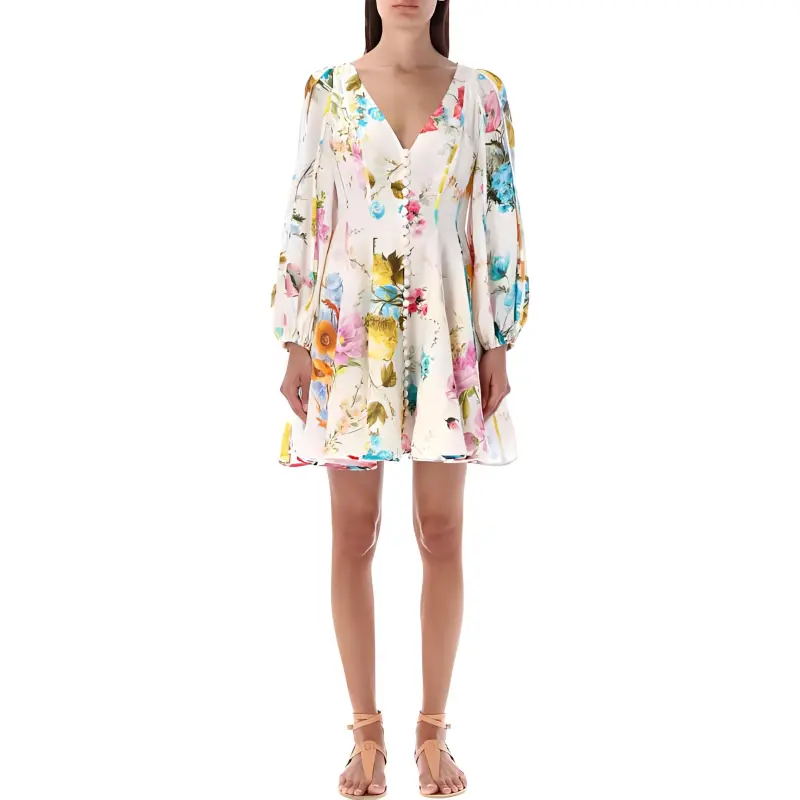 Zimmermann Halcyon Floral print Linen Minidress-1