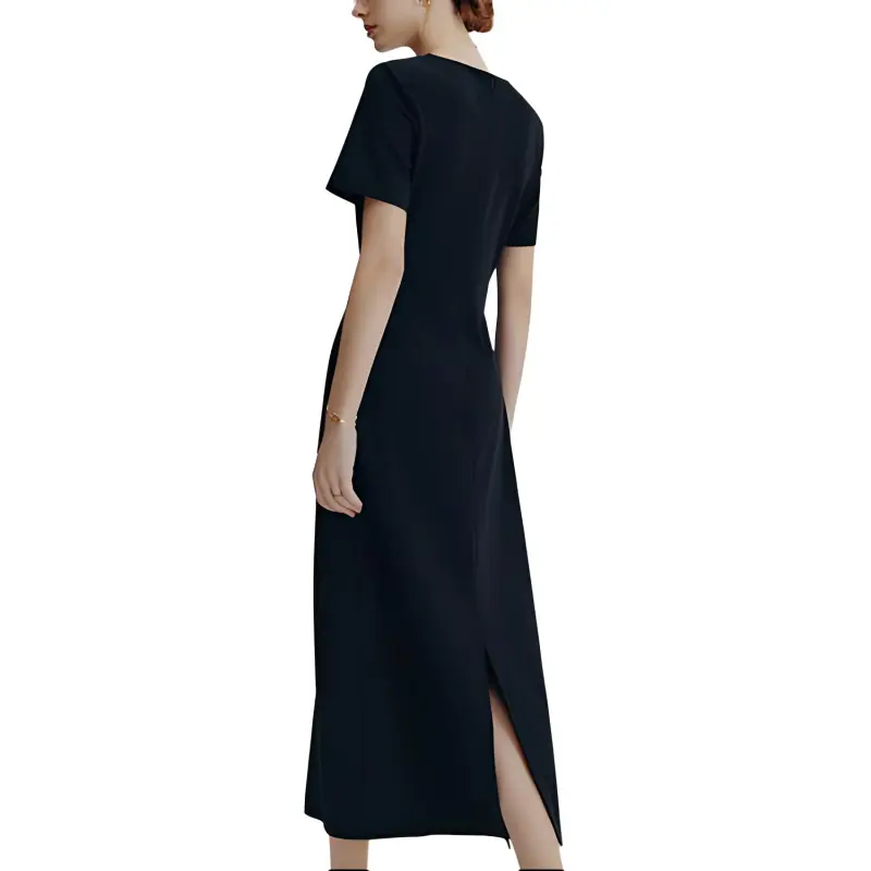 Famanxuan Short Sleeved Dresses Women's Rose Black-2