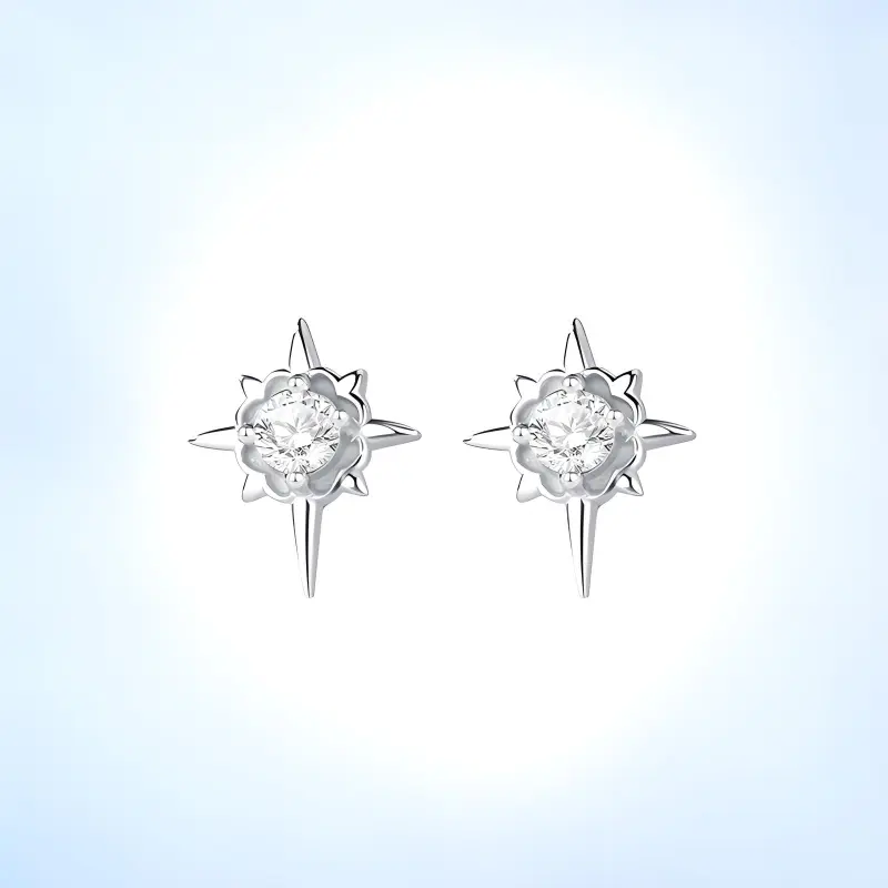 VOCK S999 Fine Silver Stud Earrings Women's-4