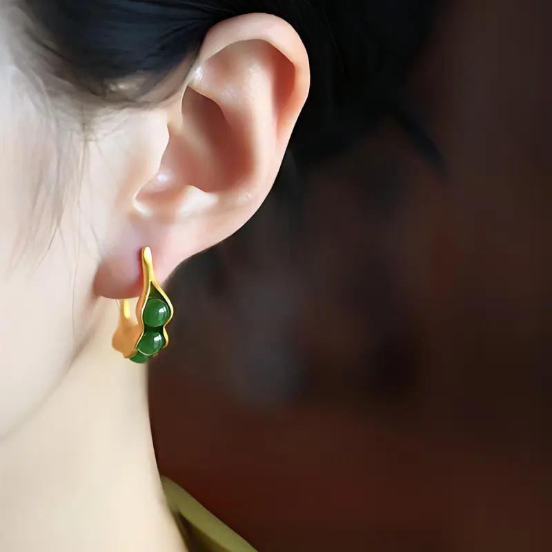 Xiaoyinjiang Hetian Jade Earrings Jasper Women's-1
