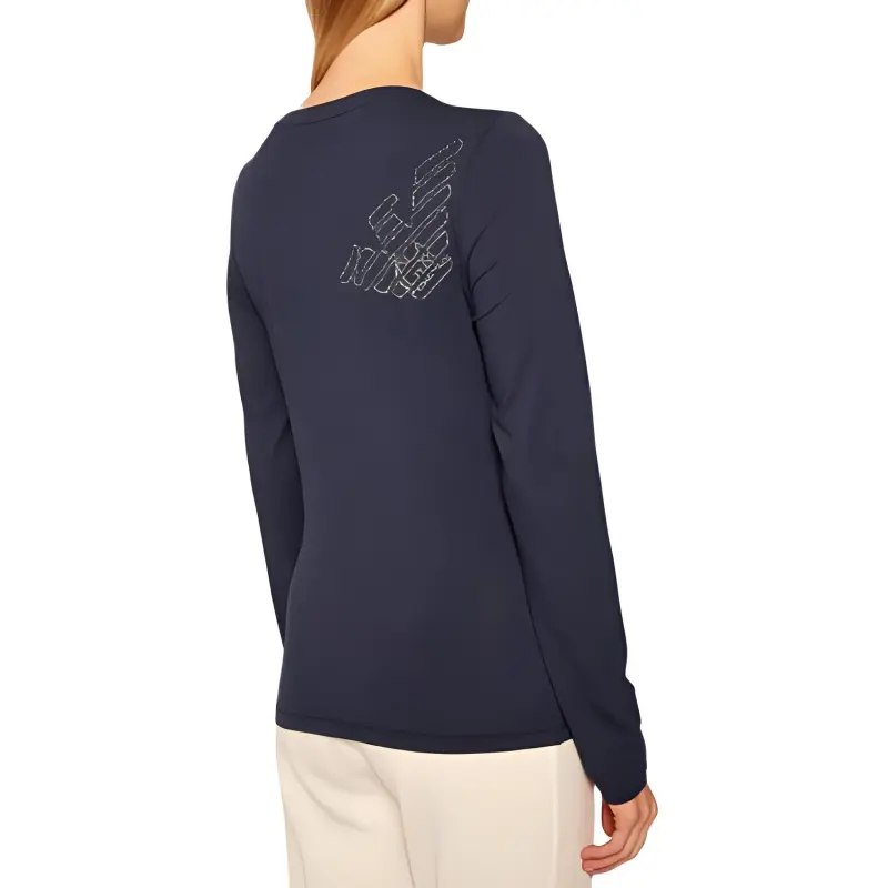 EMPORIO ARMANI EA7 Drop Shoulder Sleeve T Shirt Women's Marine Blue-3