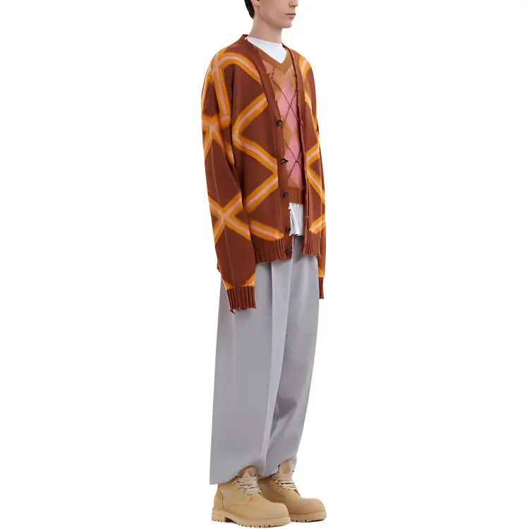 Marni Red & Brown Virgin Wool Sweater