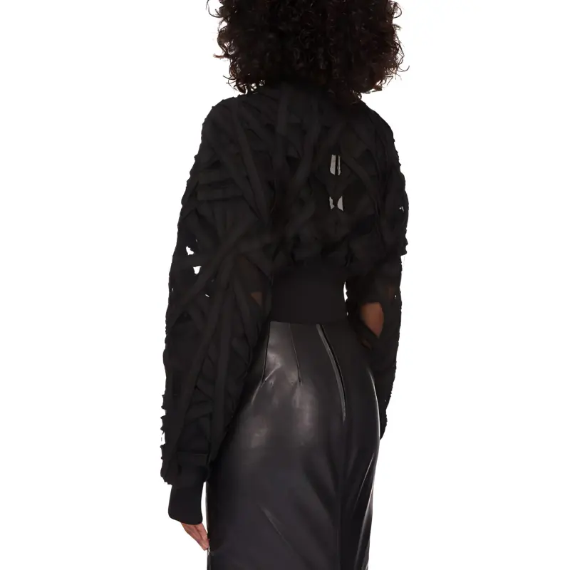 RICK OWENS Flight Cropped Jacket 'Black'-3
