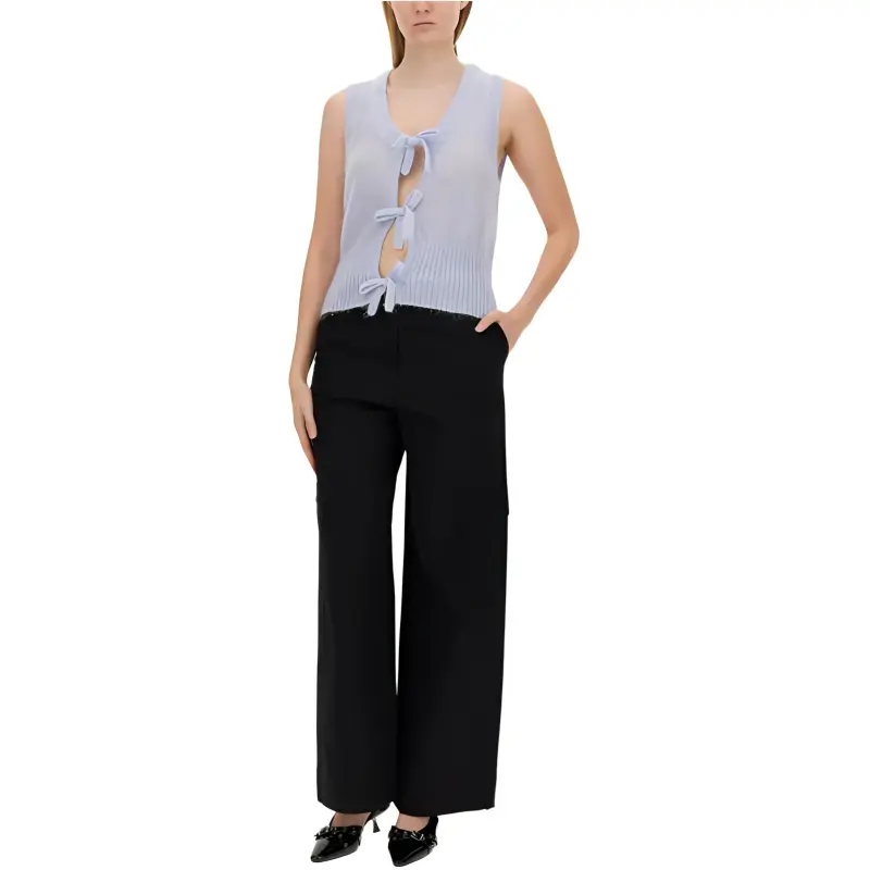 GANNI U Neck Tie String Knit Vest-2