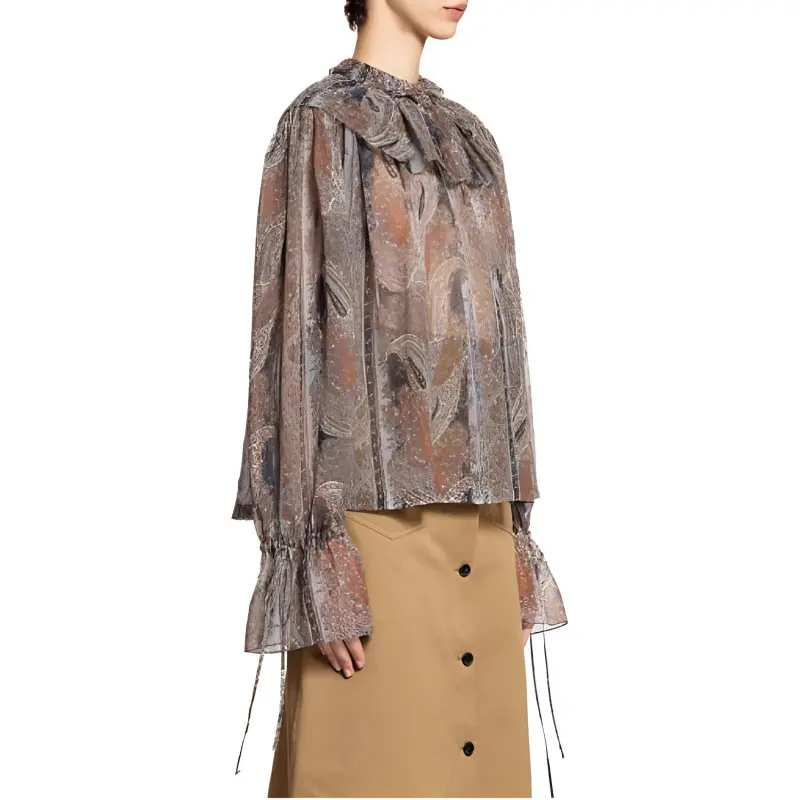 SAINT LAURENT Paisley Ruffled Blouse-3