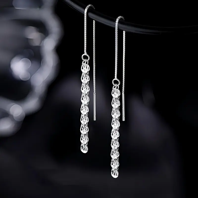 OQD S925 Silver Drop Earrings Women's-1