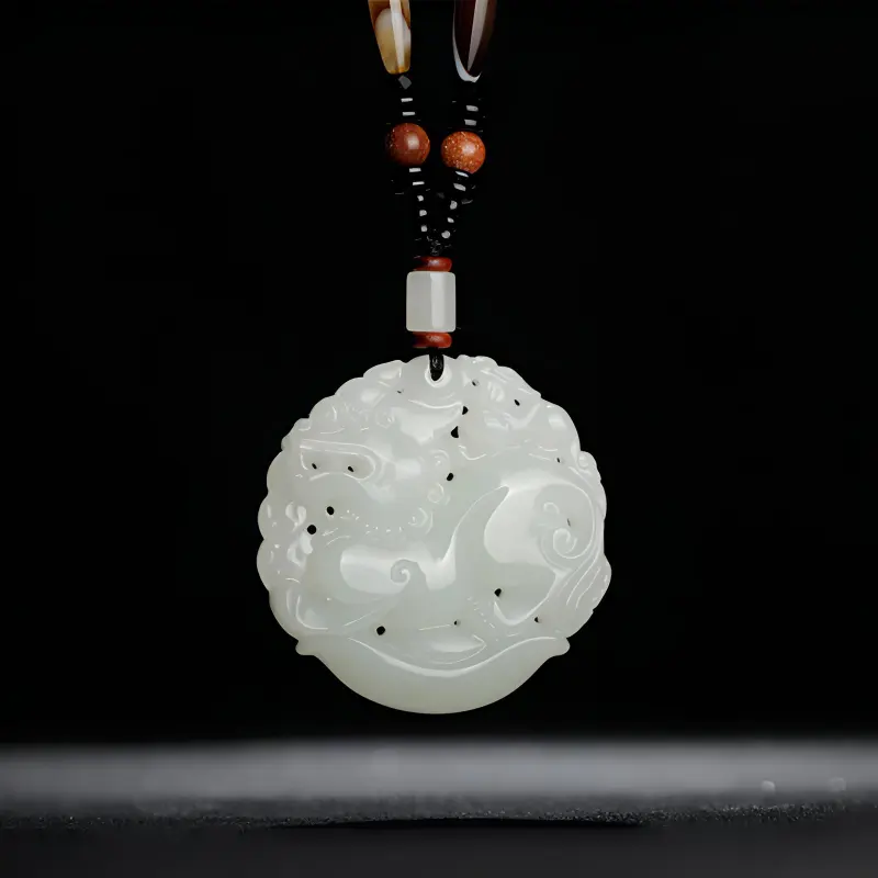 BYTHERE Hetian Jade Necklaces Pale Greenish White Jade Unisex-1