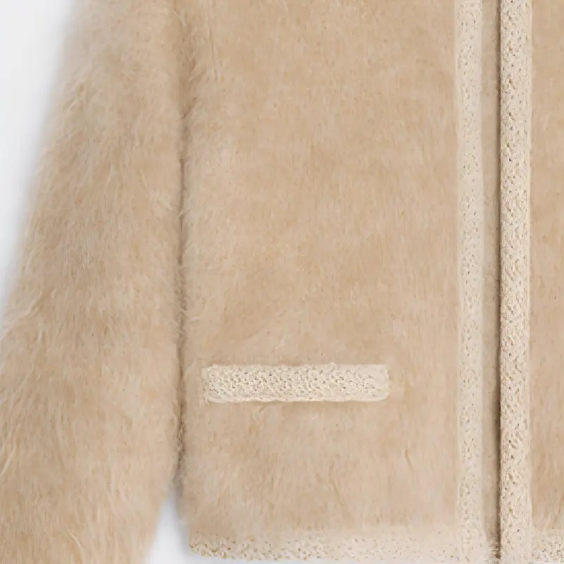 CELINE Embroidered Cardigan In Brushed Mohair-5