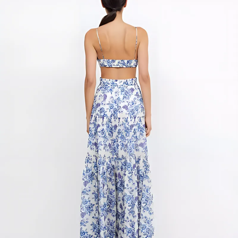 BEC+BRIDGE Slip Dresses Women's Blue And White Porcelain Pattern-2