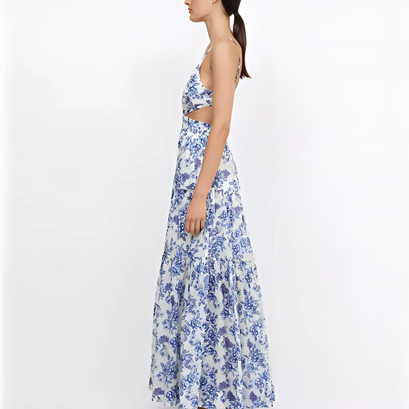 BEC+BRIDGE Slip Dresses Women's Blue And White Porcelain Pattern-1