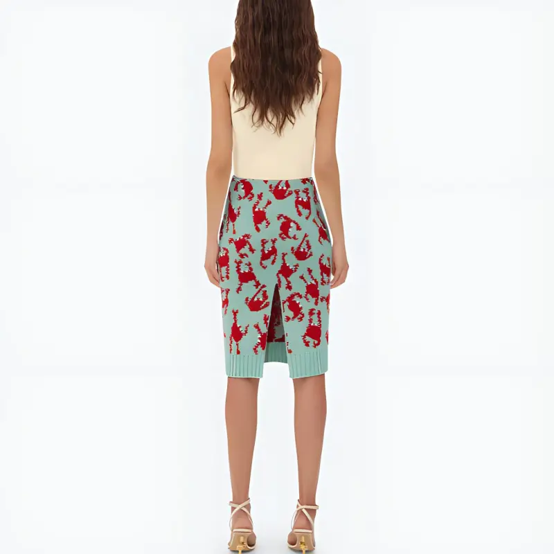 Bottega Veneta Crab Patterned Midi Skirt-2