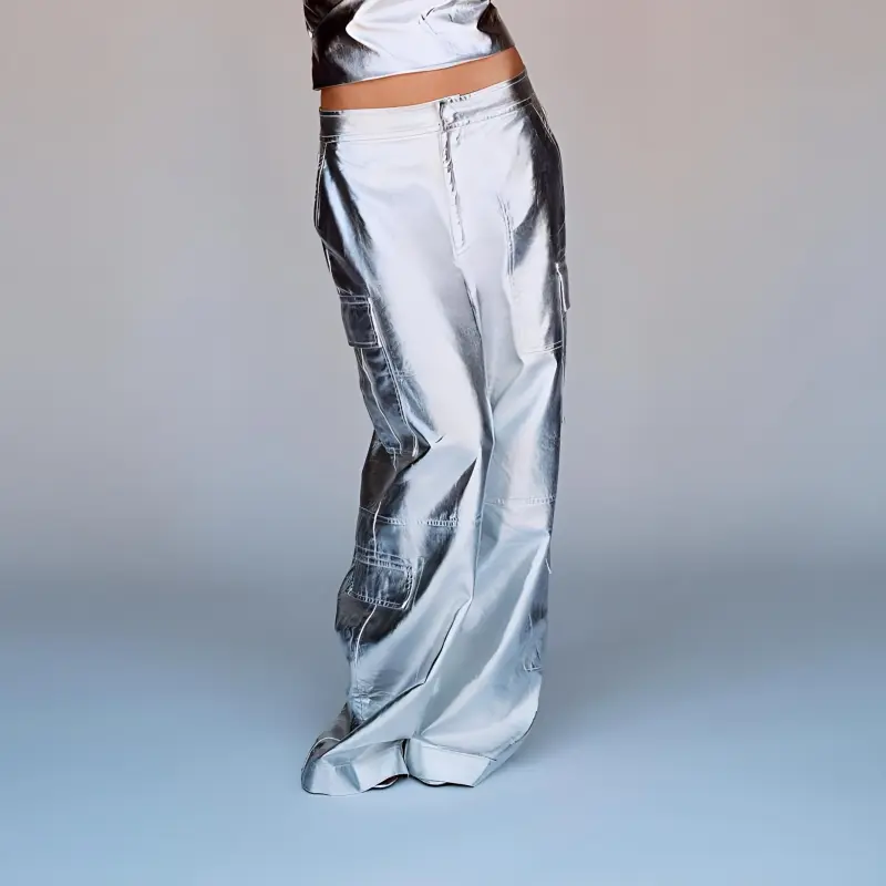 ZARA Cargo Pants Women's Silver-2