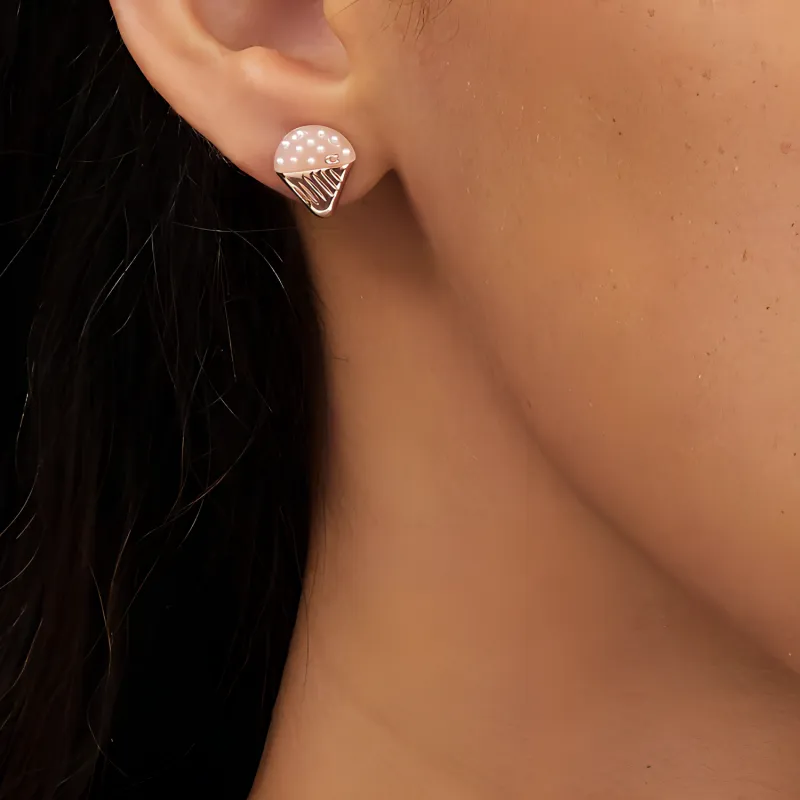 COACH Brass, Resin, Glass, Cubic Zirconia, Titanium Post Stud Earrings Women's Rose Gold-4