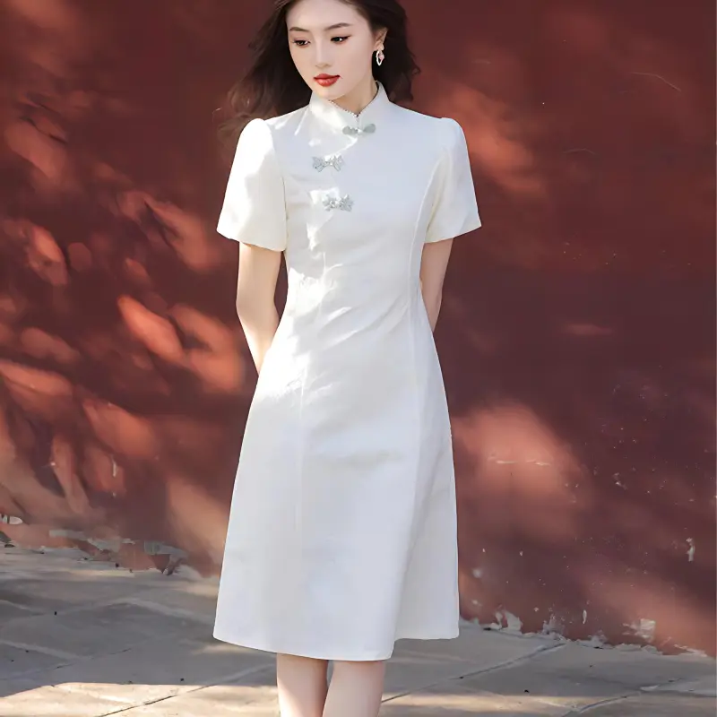 Red Colored Clothes Cheongsam Women's Charming Moon-1